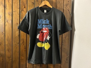 新品★MICK MOUTH　パロディ　ビンテージスタイル　Tシャツ【L】★ミッキーマウス/ミックジャガー/ローリングストーンズ/ロックバンド