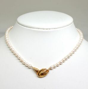 豪華!!TASAKI(田崎真珠)＊K18 天然ダイヤモンド付き本真珠ネックレス＊o 約14.6g 約36cm pearl necklace jewelry ジュエリー ED8/EE8