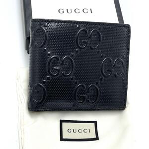 No.132 【人気商品】美品☆グッチ GUCCI 二つ折り財布 625555 GGエンボス コインウォレット 折り財布 メンズ レディース ユニセックス