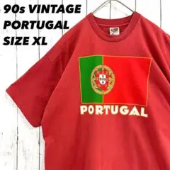 90sヴィンテージ古着　ゆるだぼオーバーサイズXLポルトガルプリントTシャツ