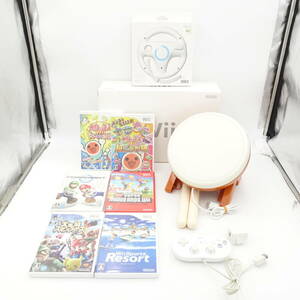 Wii 本体 白 太鼓 バチ クラシックコントローラー ハンドル モーションプラス ゲームソフト6本 セット ニンテンドー 中古/14827