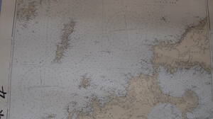 【中古海図】 九州、八代海、関門港中部、博多港 合計4枚 商船用海図 サイズ ： ７７㎝ x １０５ｃｍ
