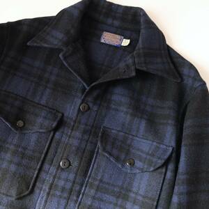 70s【 PENDLETON 】ペンドルトン ビンテージ ウール ジャケット シャツ / ブラック ブルー 黒青系 / S / USA チェック柄 ブルゾン