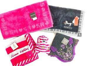 未使用　Vivienne Westwood ヴィヴィアンウエストウッド　ANNA SUI　タオルハンカチ ハンドタオル 4枚セット　ピンク系 ブラック系　YZ-551