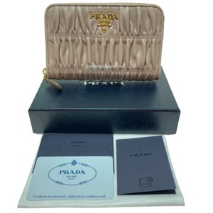 ◎◎ PRADA プラダ 中長財布 PORTAFOGLIO LAMPO 1ML157 ベージュ CIPRIA ラウンドファスナー やや傷や汚れあり