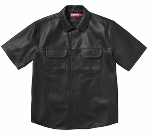 【新品】Supreme S/S Leather Work Shirt COLOR/STYLE：Black SIZE：Medium