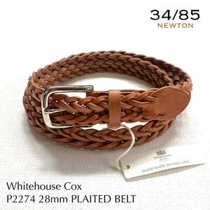 新品正規 ホワイトハウスコックス Whitehouse Cox レザー メッシュ ベルト ナロー 34 メンズ ニュートン P2274 28mm PLAITED BELT 送料無料