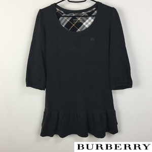 美品 BURBERRY BLUE LABEL 7分袖チュニック グレー サイズ38 返品可能 送料無料