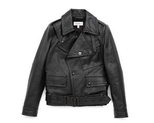 HYKE モーターサイクル ジャケット green ライダース レザー アンダーカバーMA-1マルジェラDior HOMME 八の字5ZIP ハの字 beautiful people