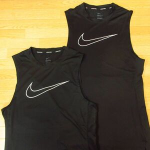 ◎美品！L 2枚セット！NIKE PRO ナイキ プロ◆ノースリーブ Tシャツ DRI-FIT 速乾 格闘技 ランニング◆メンズ 黒 まとめ売り◆C1503