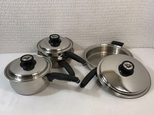 12/11a7 鍋 4点 Cook Best Cookware 7-Ply Induct-A-Core T304S.S. アメリカ製 クックベスト クックウェア 片手鍋 蒸し器 調理器具