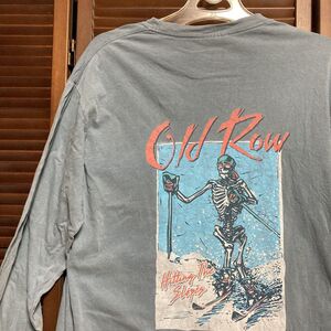 1スタ 再落無し AWXF 青 ポケット Tシャツ 長袖 ロンT ドクロ ガイコツ スキー OldRow 90s 00s ビンテージ 古着 卸 仕入れ