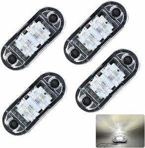 トラック用 マーカーランプ サイド マーカー LED 12V-24V ゴムケース ホワイト 4個セット