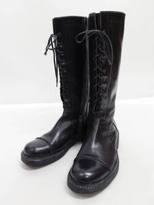 GIANNI VERSACE MEDUSA COMBAT LEATHER LONG BOOTS 7 ジャンニヴェルサーチ メデューサ コンバット レザー ロング ブーツ