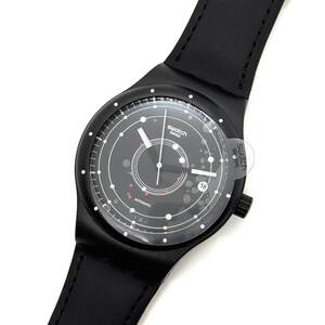 SWATCH スウォッチ 自動巻き 裏スケ メンズ腕時計 デイト ブラック ゼブラ柄