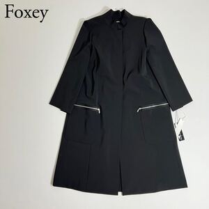 美品 FOXEY NEW YORK フォクシーニューヨーク　ロングコート スプリングコート レインコート　ウォータープルーフストレッチ アウター　40