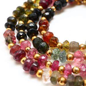 1円〜!!2WAY!!＊K18 天然トルマリンブレスレット&ネックレス＊ D 約20.1g 約43/18cm bracelet jewelry tourmaline ジュエリー CE2/CE2 A96