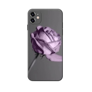 iPhone12Proケース スマホカバー iPhoneCase ムラサキ ローズ柄 TPU 磨砂軟殻 指紋防止