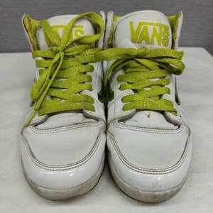 A425 VANS バンズ ハイカット スニーカー ホワイト 蛍光 イエロー ライム グリーン レディース サイズ 24.5 ストリート ヴァンズ