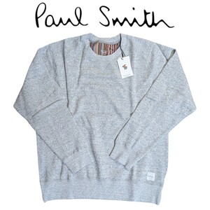 新品 ポールスミス Paul Smith 裏起毛 スウェット М トレーナー マルチストライプ ラグラン袖 ラウンジウェア グレー杢 メンズ 冬