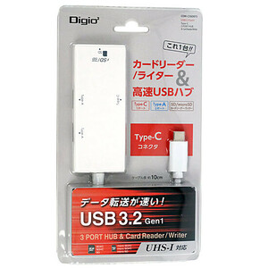 ナカバヤシ USB3.2Gen1 Type-C 3ポートコンボハブ Digio2 COM-C3SD073W ホワイト [管理:1000025464]