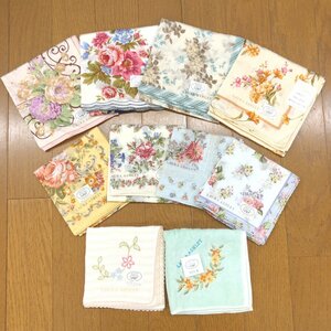 新品 LAURA ASHLEY ローラアシュレイ ハンカチ ハンドタオル 10点セット 大量 まとめ売り ガーゼハンカチ ミニタオル 花柄 未使用 女性用