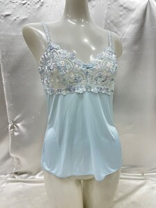 r1_9411n ★定形外 配送★ 美品 Wacoalワコール キャミソール 花柄刺繍 花柄レース 光沢 ライトブルー サイズ80