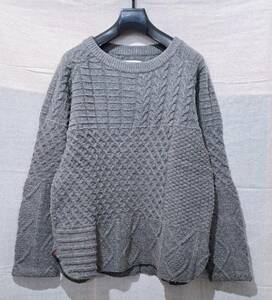 bukht CRAZY FISHERMAN KNIT ブフト クレイジーフィッシャーマン セーター ニット グレー S アラン ケーブル