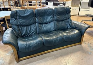 中古 EKORNES エルドラド 3人掛 リクライニングソファ 北欧 ストレスレスチェア 本革 レザー エコーネス ソファ 3p 静岡県裾野市