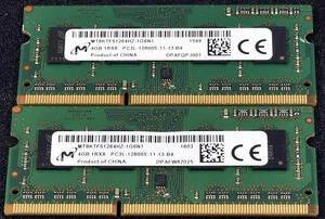 4GB 2枚組 (合計 8GB) PC3L-12800S DDR3-1600 S.O.DIMM 204pin 1Rx8 MT micron (動作確認済 memtest86+) (管:EN07 x1s