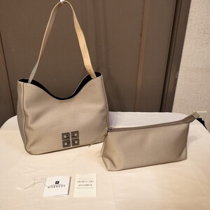 K11104 ◆GIVENCHY/ジバンシー ハンドバッグ ワンショルダーバッグ ベージュ系 4Gロゴ ポーチ付き 未使用品◆