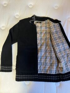 BURBERRY BLACKLABEL ジップアップ肉厚ニットジャケット　黒ニットセーター