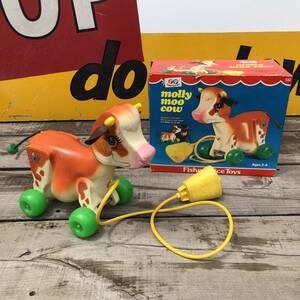 即決 70s Molly Moo Cow ヴィンテージ フィッシャープライス プルトイ カントリー ファーム 牧場 牛 レトロポップ アメリカン雑貨