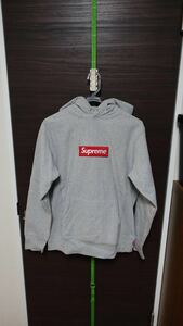 Supreme 極美品 box logo pullover S シュプリーム 定番 ボックスロゴ パーカー グレー 紐あり 納品書付属