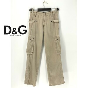 A9238/春夏 DOLCE&GABBANA ドルチェアンドガッバーナ D&G コットン コーデュロイ ミリタリー カーゴパンツ 30/44 M程 ベージュ メンズ