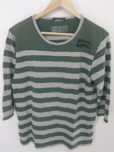 ◇ BEAMS HEART ビームス ハート ボーダー 長袖 Tシャツ カットソー サイズM グリーン グレー メンズ P