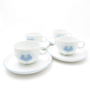 美品 Rosenthal ローゼンタール センチュリー ブルーフラワー カップ＆ソーサー 4客 セット ティー/コーヒー 花柄 白 青 SU6877K