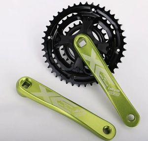 マウンテンバイク 24-34-42T 自転車 クランク セット 170mm MTB クランク スピード チェーン ホイール アルミ合金 グリーン