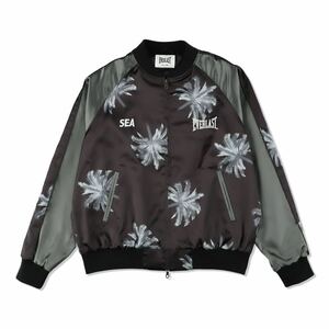 【新品未使用】23AW 24 新品 WIND AND SEA ウィンダンシー 春に散る EVARLAST PALM TREE SATIN JACKET スカジャン ブルゾン BLACK S 黒