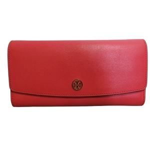 トリーバーチ TORY BURCH 長財布 ロングウォレット ロゴ レザー フラップ ネオンピンク 系 0505 ■GY14 レディース