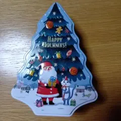 クリスマスツリー型缶 HAPPY HOLIDAYS!　　カルディ