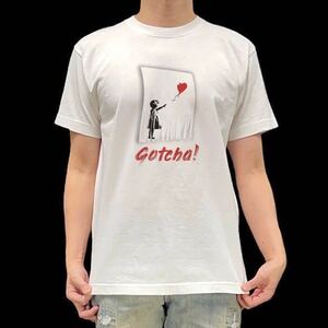 未使用 新品 BANKSY バンクシー 風船と少女 オークション シュレッダー 作戦成功 gotcha! Tシャツ S M L XL ビッグ オーバーサイズ XXL~5XL