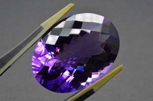 ◆大粒◆天然アメシスト　ルース　約31.998ct　オーバル【チェッカーボード】　GRJソーティング　ジュエリー　アメジスト　CL-057