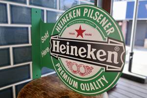 新品　Heineken　ハイネケン　フランジサイン　メタルサイン 看板 コーナー 世田谷ベース インテリア ビール カフェ バー