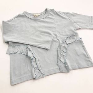 【新品未使用】Seraph セラフ トップス 長袖Tシャツ フリル サックス 水色 キッズ 100cm ロンT カットソー