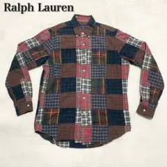 Ralph Lauren パッチワーク　チェックシャツ　ボタンダウン　ポニーロゴ