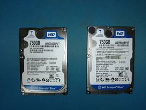 WD 2.5’ SATA HDD 750GB ２個 正常品