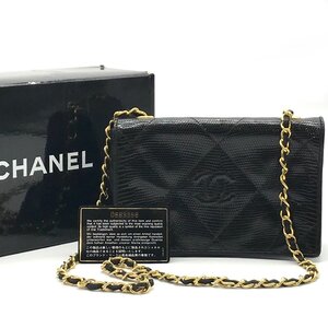 CHANEL シャネル ココマーク 本リザード プッシュロック チェーン ショルダー バッグ ブラック M10208