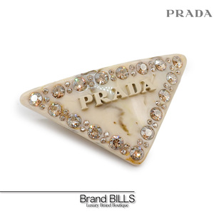 未使用品 PRADA プラダ ヘアクリップ バレッタ 1IF090_2CD0_F0304 プレキシガラス ファセットクリスタル アイボリー ゴールド金具