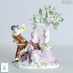 【真作】【WISH】マイセン Meissen ドイツ名窯 西洋陶磁 手彩・ハンドペイント 磁器人形 箱有 高さ19.5cm 2.91kg ◆意匠名品 #24066014